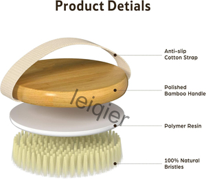 Brosse corporelle ovale en bambou personnalisable avec logo, pour usage sec ou humide, à poils doux, pour gommage anti-cellulite et drainage lymphatique, convient à tous types de peau - Product Image 3