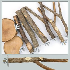 8 Stück Naturholz Vogel Barsch Holz Papagei Barsch Stand Gabel Spielzeug hängen Multi-Branch Barsch Plattform Hängematte Schaukel Spielzeug - Product Image 5