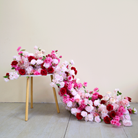 Composition florale artificielle pour centre de table de mariage, chemin de table floral en roses pour la réception, la cérémonie, la fête, la décoration