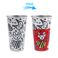 Vaso de Acero Inoxidable Personalizado con Cambio de Color, para Cerveza, Bebidas Frías, Estilo Premium, para Campamento y Fiestas, Libre de BPA