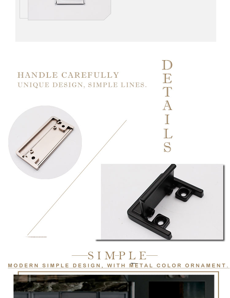 new design Hidden zinc alloy door handle Door Push-pull handle flush  Black Gold Door Knob