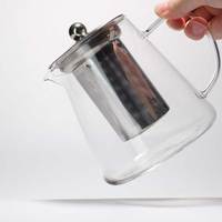 Théière de thé vert écologique en verre résistant à la chaleur avec infuseur en acier inoxydable Tasses et soucoupes à thé noir