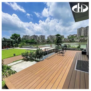 Planches <span class=keywords><strong>de</strong></span> terrasse en composite co-extrudé, aspect <span class=keywords><strong>teck</strong></span> foncé, pour parcs - Product Image 3