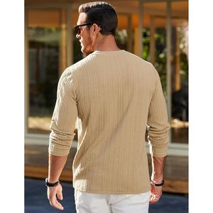 Pull à col rond à manches longues pour homme FOXA, tricot texturé avec poche, mélange de coton et d'élasthanne respirant, vêtements décontractés - Product Image 3