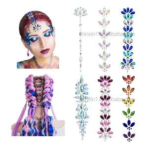 Großhandel selbst klebende Gesicht Auge Strass Haar Juwelen Aufkleber Kristall Tattoo Haar Edelstein Aufkleber für Party Make-up