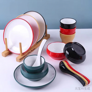 Service de table <span class=keywords><strong>NYX</strong></span> A5 en mélamine imitation porcelaine, peint à la main, style moderne et épuré, ensemble de quatre pièces, épaissi, résistant aux chutes, créatif - Product Image 4