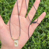 Collier Scapulaire Plaqué Or 18 carats avec Zirconium Cubique, Bijou Scapulaire, Collier Marie, Médaille Miraculeuse, Collier Scapulaire Catholique Religieux
