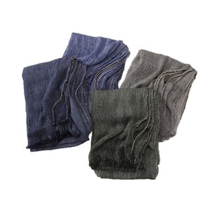 Nuova Sciarpa Sottile da Donna in Cotone e Poliestere Color Bronzo con Catena e Motivo a Pois, Sciarpe Femminili alla Moda - Product Image 5