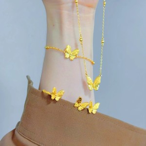 Elegant jewelry set, high-end bracelet and earrings, Zhou family style "Flower and <b>Moon</b> Dream Butterfly Necklace" with - Product Image 1