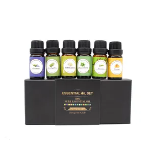 BLIW Set Hadiah Minyak Esensial Murni Alami, Minyak Esensial Aromaterapi Pohon Teh Sereh Peppermint Lavender, Set Hadiah Minyak Esensial Minyak Label Pribadi