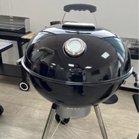 Barbecue à charbon de bois rond style pomme de 18,5 pouces en acier avec fumoir, chariot de transport inclus – Offre spéciale pour cuisine extérieure