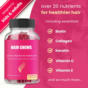 Gummies vitaminées bio véganes OEM à faible teneur en sucre pour cheveux, biotine, collagène, kératine, supplément aux fruits rouges mélangés en forme d'ours pour cheveux, peau et ongles - Product Image 4