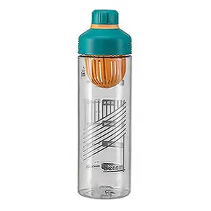 漏れ防止 & 汗なしジムボトル500ml17オンスBPAフリーウォーターボトル、タイムマーカーとフルーツインフューザーストレーナー付き