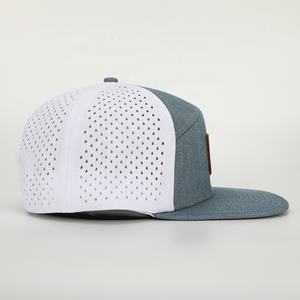 الجملة مخصص رجل 6 لوحة لصقة جلدية شعار رجع Gorras ، الليزر قطع حفرة مثقب قبعة ، شقة بريم الهيب هوب Snapback قبعة - Product Image 4