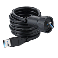 Connecteur de câble étanche à montage sur panneau femelle USB IP67 laiton cuivre avec couvercle de protection