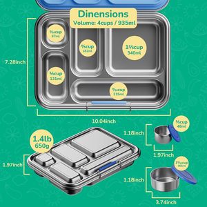 Kids Leak-proof Toddlers <b>Lunch</b> Container 3 <b>Compartments</b> Dishwasher Safe Stainless Steel Bento <b>Box</b> with PP Lid BPA Free - Product Image 2