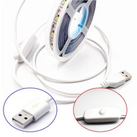 Bande LED USB interrupteur marche/arrêt 0.5m 1m 2m 5m Smd 2835 blanc chaud rétro-éclairage TV 5v alimentation Usb bande lumineuse LED