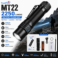 TrustFire MT22 2250LM Taktische Taschenlampe USB-C Wiederaufladbar Magnetischer Endkappe LED-Fackel Wasserdicht 182m Reichweite für Wandern Outdoor