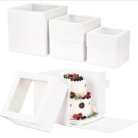 Caja para Pastel Cuadrada Portátil de Alta Gama, Fabricada con Materiales Reciclados, con Laminado Mate y Logotipo Personalizado, Disponible en 4, 6 y 8 Pulgadas