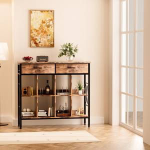 Table <span class=keywords><strong>console</strong></span> de couloir moderne et robuste en métal et bois avec étagère de rangement, montage facile, meubles de salon - Product Image 5