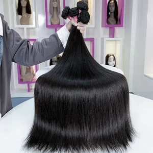 Extension de cheveux brésiliens Remy lisses, fournisseurs péruviens de cheveux vierges non traités, lot de 100% de cheveux humains brésiliens