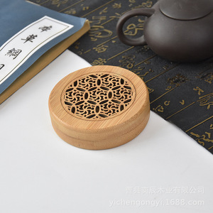 กระถางธูปไม้ไผ่ขนาด9x9x2.4ซม. ใช้ในงานทางศาสนาแกะสลักด้วยมือ - Product Image 4
