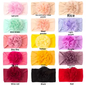 Européenne Américaine Chic Bébé Fleur Cheveux Accessoires Nouveau Confortable Large Cheveux Écharpe Mignon Doux Bébé Nylon Bandeau pour Enfants - Product Image 4