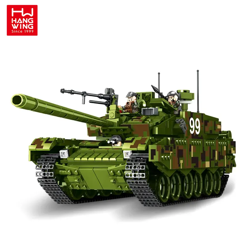 HW 1339pcs Military Series MOC WW2 China Type 99 Main Battle Tank Model Soldier Children's Toy Sticker Gift Building Blocks