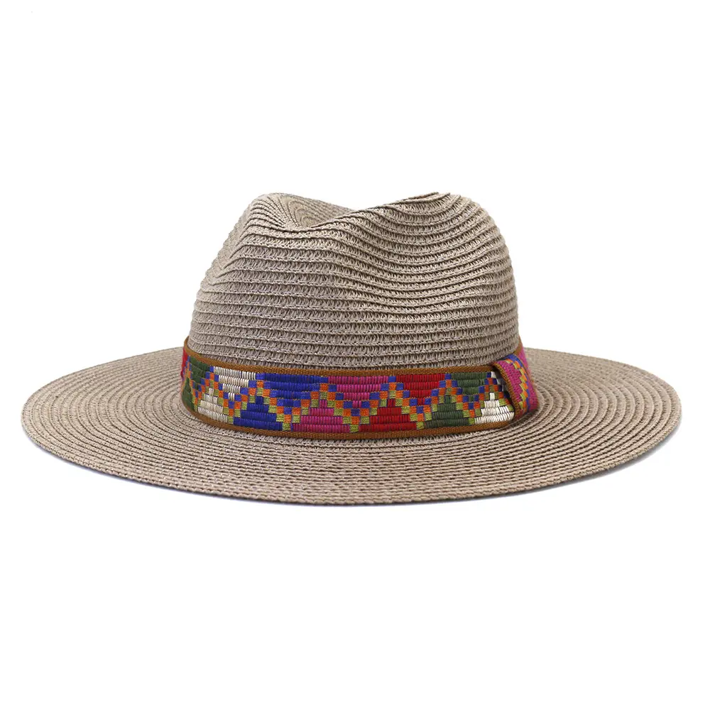 Wholesale Summer Panama Fedora Straw Hat Wide Brim Beach Sun Straw Hats for Women and Men