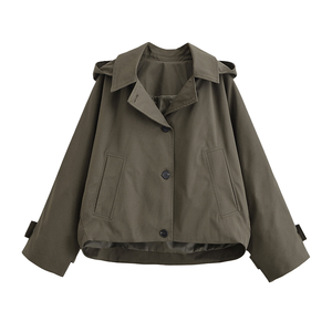 Veste décontractée en polyester respirant à manches longues et à capuche, style vintage 2026, à simple boutonnage, en tissu tissé 0548242 - Product Image 1