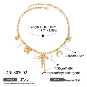 Collar de diseño 18K oro Acero inoxidable perla <span class=keywords><strong>herradura</strong></span> <span class=keywords><strong>arco</strong></span> trébol de cuatro hojas collar joyería al por mayor - Product Image 6