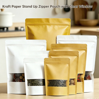 Sachets en papier kraft imprimés sur mesure avec fenêtre transparente et fermeture à glissière pour l'emballage du café et du thé