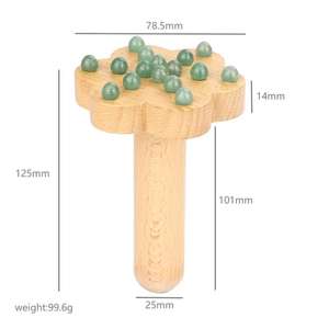 Masajeador corporal Manual de madera con cuentas de jade de cristal Natural, herramienta de masaje de acupuntura de Aventurina verde para pies y cuello - Product Image 4