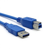 Kabel Printer USB3.0 2M, Tipe A Male ke B Male, Kecepatan Tinggi 5Gbps, Selubung PVC Biru