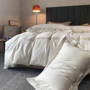 طقم مفروشات سرير ملكي فاخر من القطن 100% بنقشة مطرزة 400 غرزة للمنزل - Product Image 6