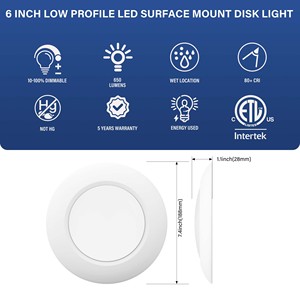 Ventes en gros de lampes à disque LED de 4 pouces, lampes de plafond à montage en surface pour l'éclairage décoratif de la maison - Product Image 2