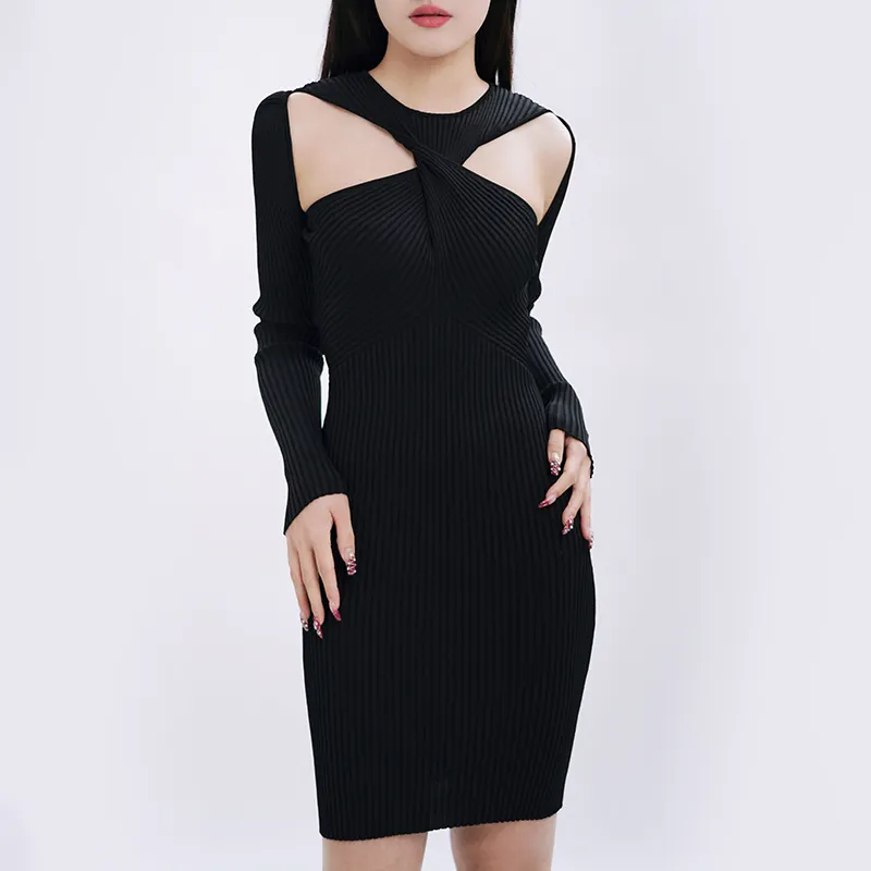 Custom ladies office winter plain luxury adult knit Sweater Dress women short length for Party women