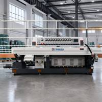 Machine de polissage et de rectification de bords de verre verticale PLC à 11 moteurs pour lignes droites et angles de 45 à 90 degrés / machines à chanfreiner