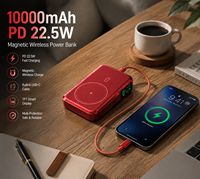 Batterie Externe Magnétique Sans Fil 10000mAh 35W PD à Charge Rapide avec Écran TFT et Support Portable 2-en-1 – Vente en Gros