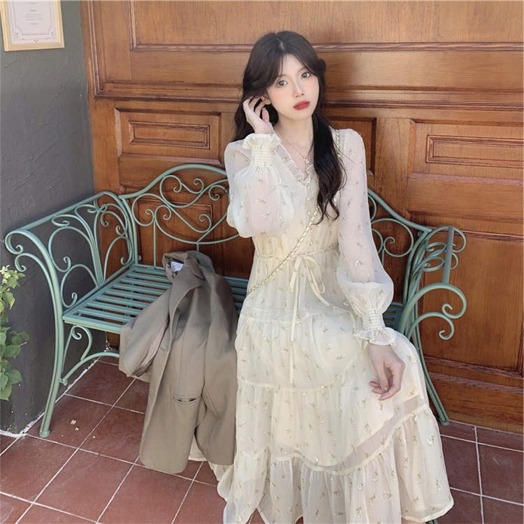 korean style maxi dress Lavender Floral Wrap Maxi Dress with Korean Fashion Style XL