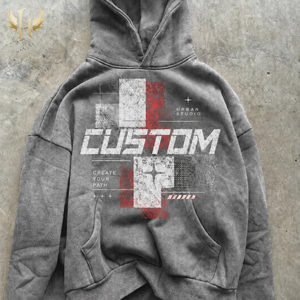 Custom Men Drop Shoulder Pullover <strong>Hoodie</strong> Vintage Acid Wash Distressed DTG Graphic Print Oversized Boxy <strong>Grunge</strong> Streetwear Hoodies - Product Image 5