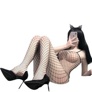 Lencería sexy de malla negra con abertura en la entrepierna para mujer, modelo Lemon Story, para juegos de rol. - Product Image 5