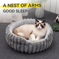 Lit rond pour chien et chat en peluche douce et chaude, logo personnalisé, vente en gros du fabricant