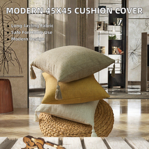 Fundas de Cojín Modernas Personalizadas Cuadradas 45*45 para Decoración del Hogar, con Borlas, Venta al por Mayor, Técnica de Tejido, Patrón Sólido 100% - Product Image 3