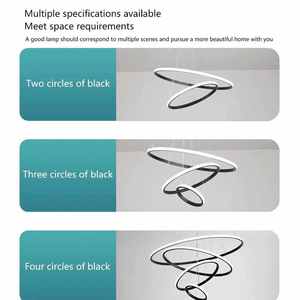 Lampadario a LED Moderno Nordico a 3 Anelli in Acrilico Dorato, Luce Bianca Calda, Lampada a Sospensione Circolare per Arredamento Casa, Hotel, Soggiorno - Product Image 4