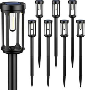 Lámpara Solar de Jardín con Diseño de Llama, 12 LED Blanco Cálido, IP65 Impermeable, Acero Inoxidable, Alta Luminosidad, Luz Exterior - Product Image 1