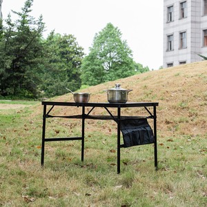 Table pliante de pique-nique et de camping d'extérieur, <span class=keywords><strong>hauteur</strong></span> réglable, avec rangement portable, en bois et fer, style moderne et simple, personnalisable - Product Image 2