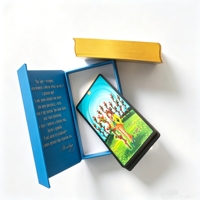 Baraja de Cartas del Tarot Doradas Personalizadas de Fábrica, Impresión de Tarjetas Flash, Estampado en Lámina Dorada y Plateada, Cartas de Juego de Papel con Caja con Tapa Azul