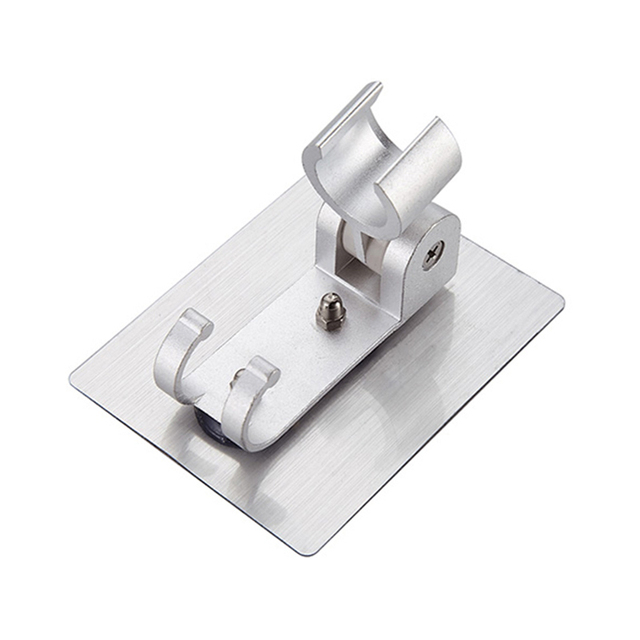 Modern Strong Adhesive Aluminum Chrome Shower Head Wall Mounting Bracket Adjustable Wand Holder 2 Hanger Hooks Hand Shower Use