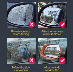 Film Kaca Spion Mobil Transparan Disesuaikan Tahan Air Tahan Hujan Kaca Spion Mobil Film Pelindung